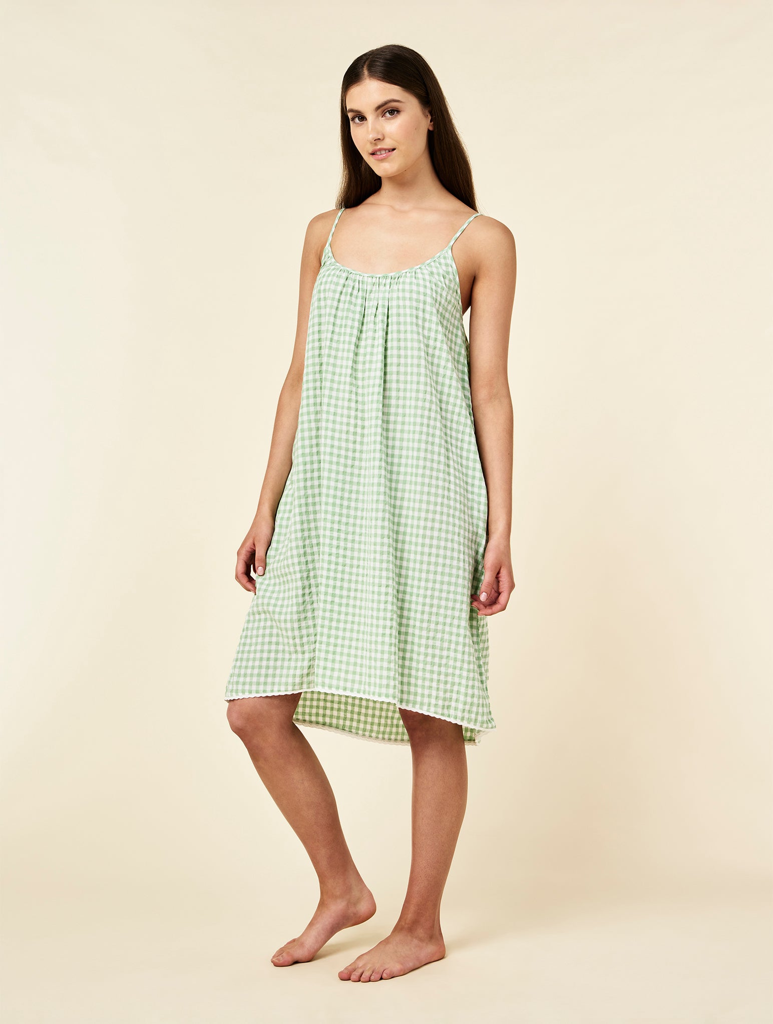 Seersucker Gingham Strappy Nightie