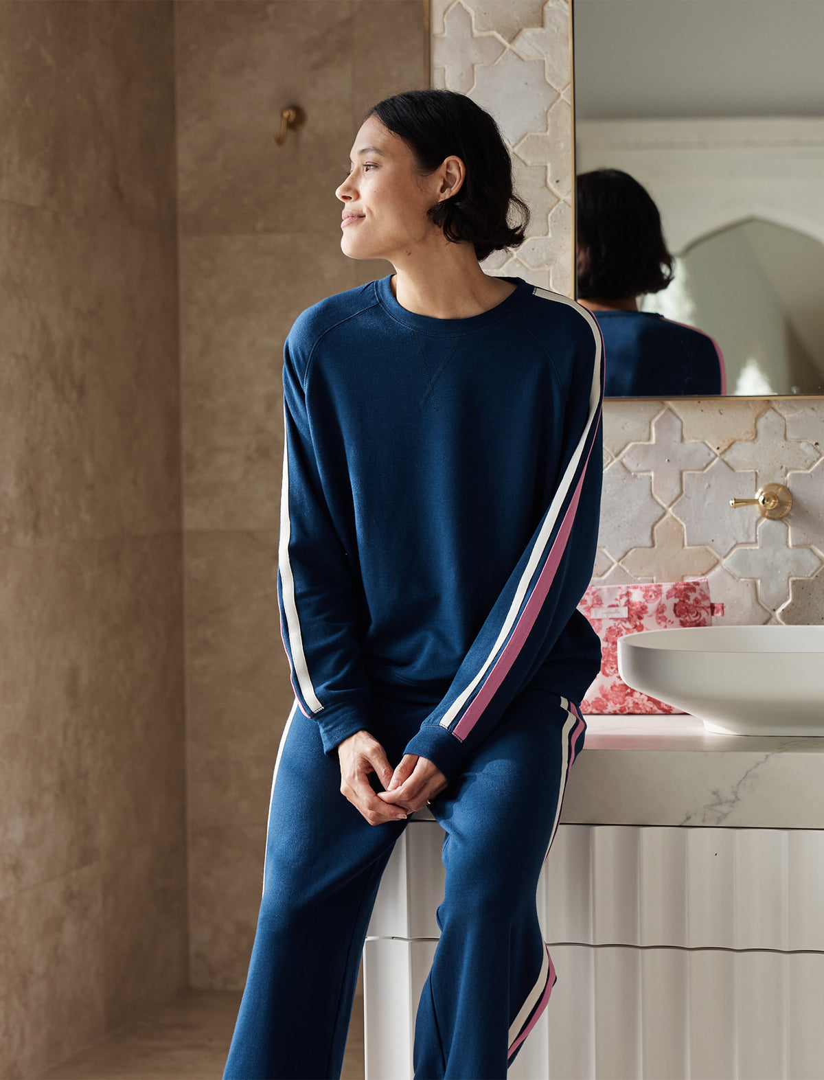 Cosy Kate Stripe Long Sleeve Top & Wide Leg Pant Set