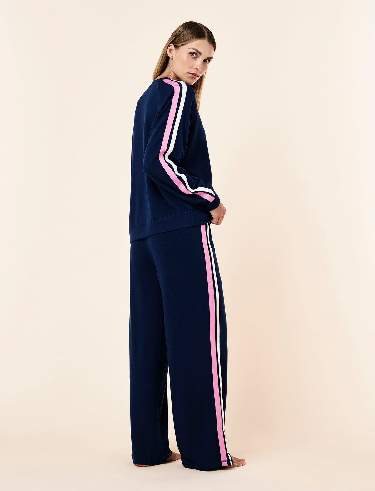 Cosy Kate Stripe Long Sleeve Top & Wide Leg Pant Set
