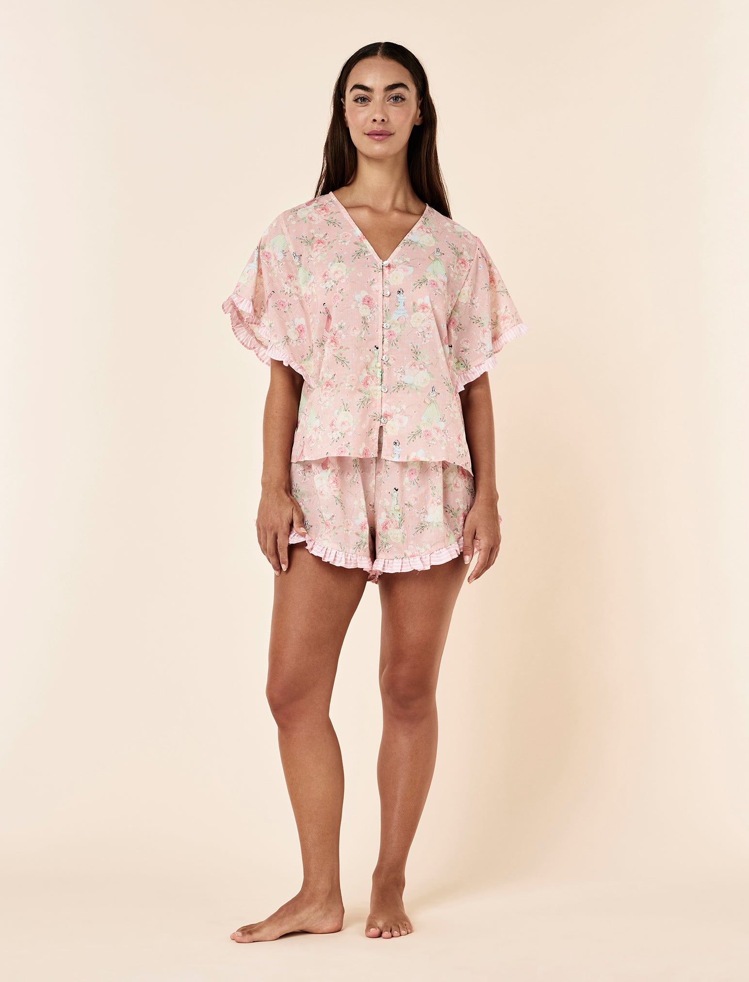 Blush Baskets Frill Boxer PJ Set