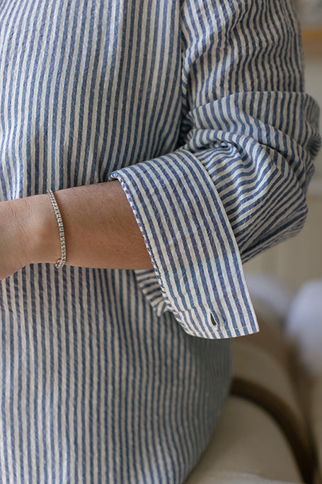 Sabine Seersucker Stripe Full Length PJ Set