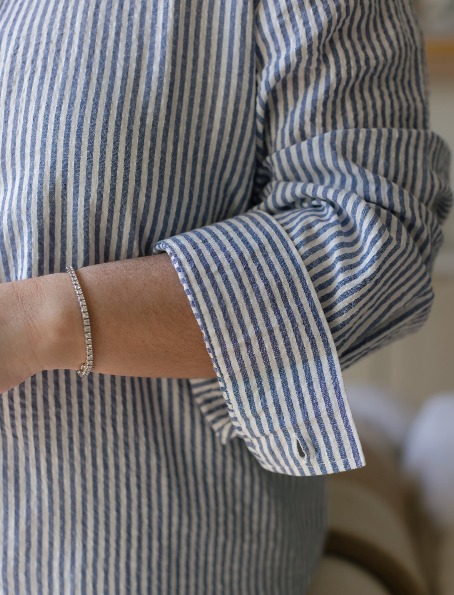 Sabine Seersucker Stripe Full Length PJ Set