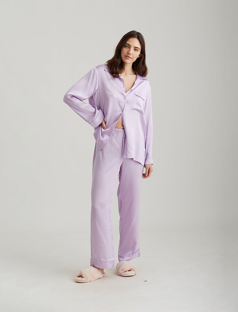 Light Purple Silk Pajamas For Women