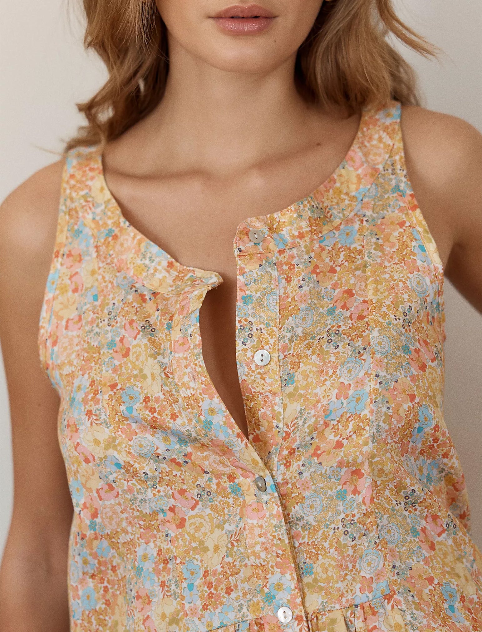 Carly Floral Panel Front Maxi Nightgown