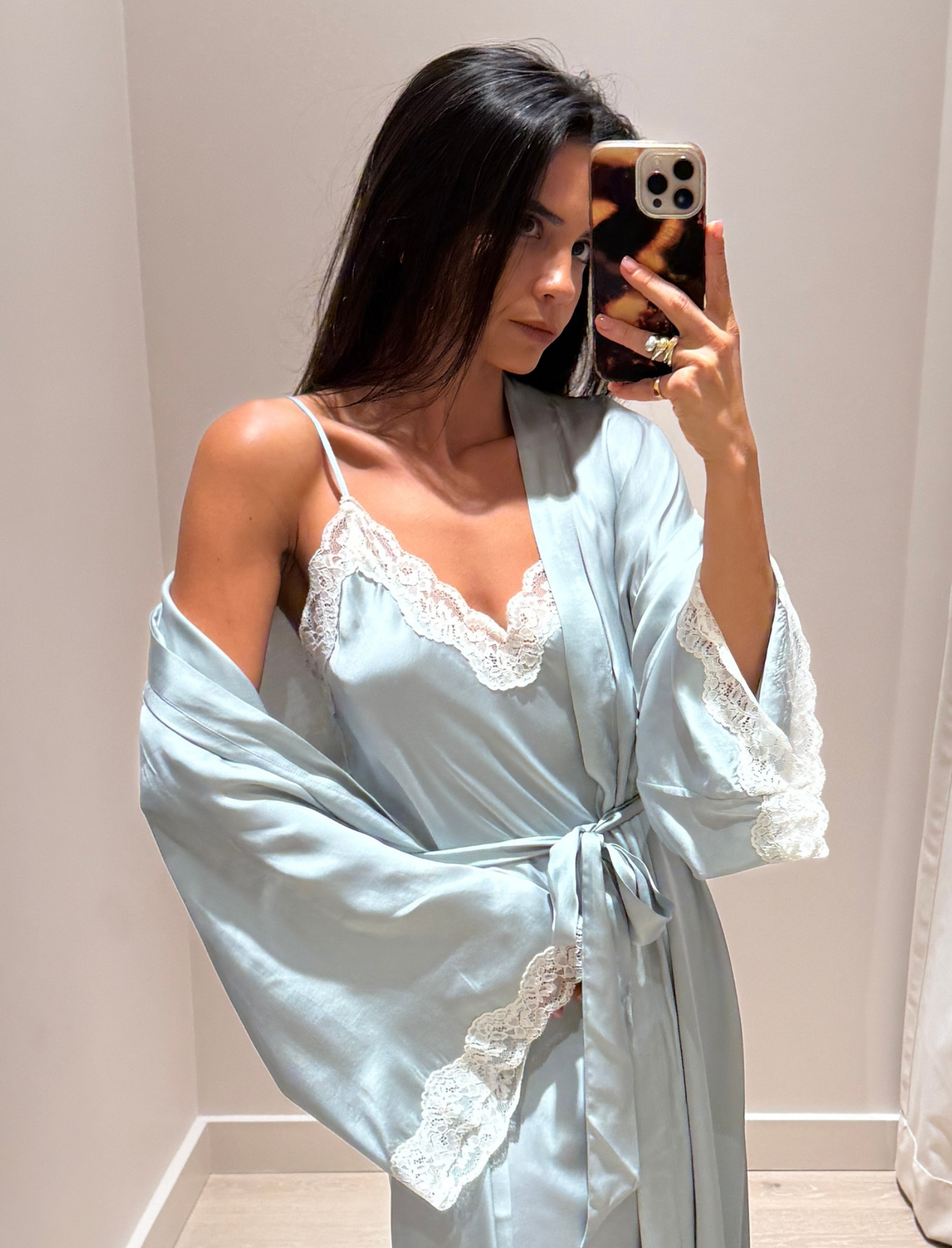 Annabelle Satin Lace Slip Nightgown