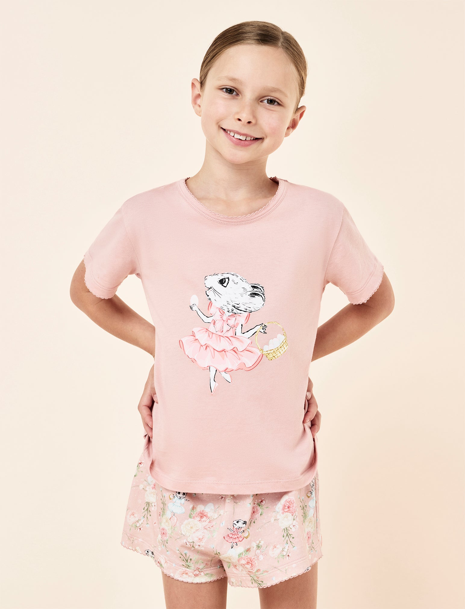 Claris The Mouse Kids Knit Placement PJ Set