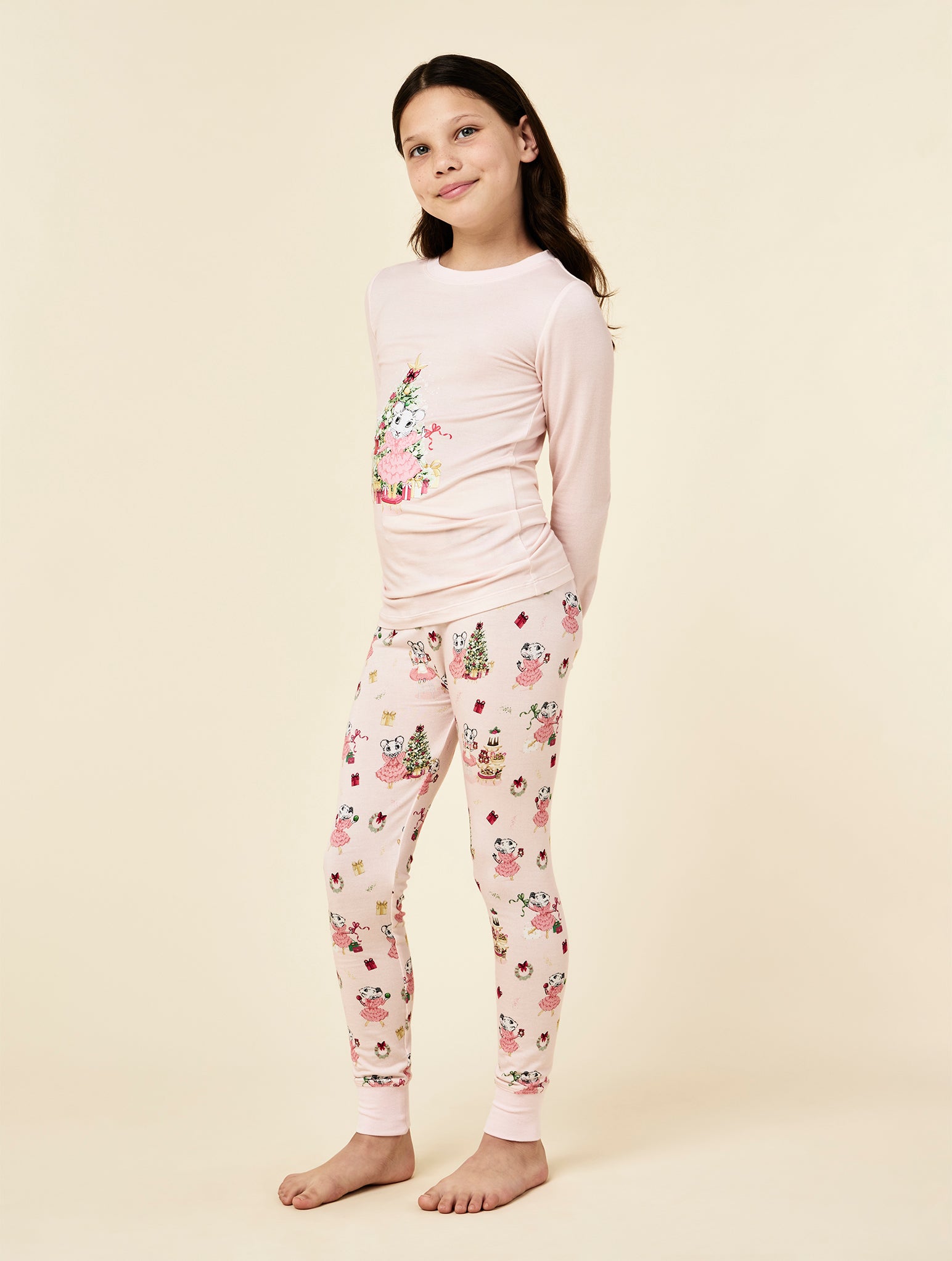 Claris The Mouse Kids Knit Full Length Placement PJ Set