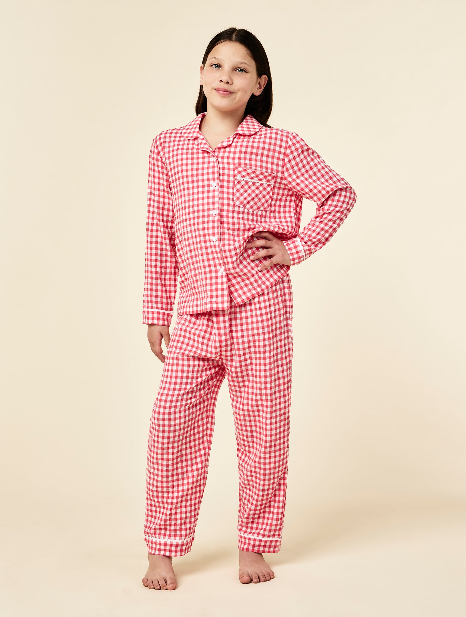 Kids Seersucker Full Length PJ Set