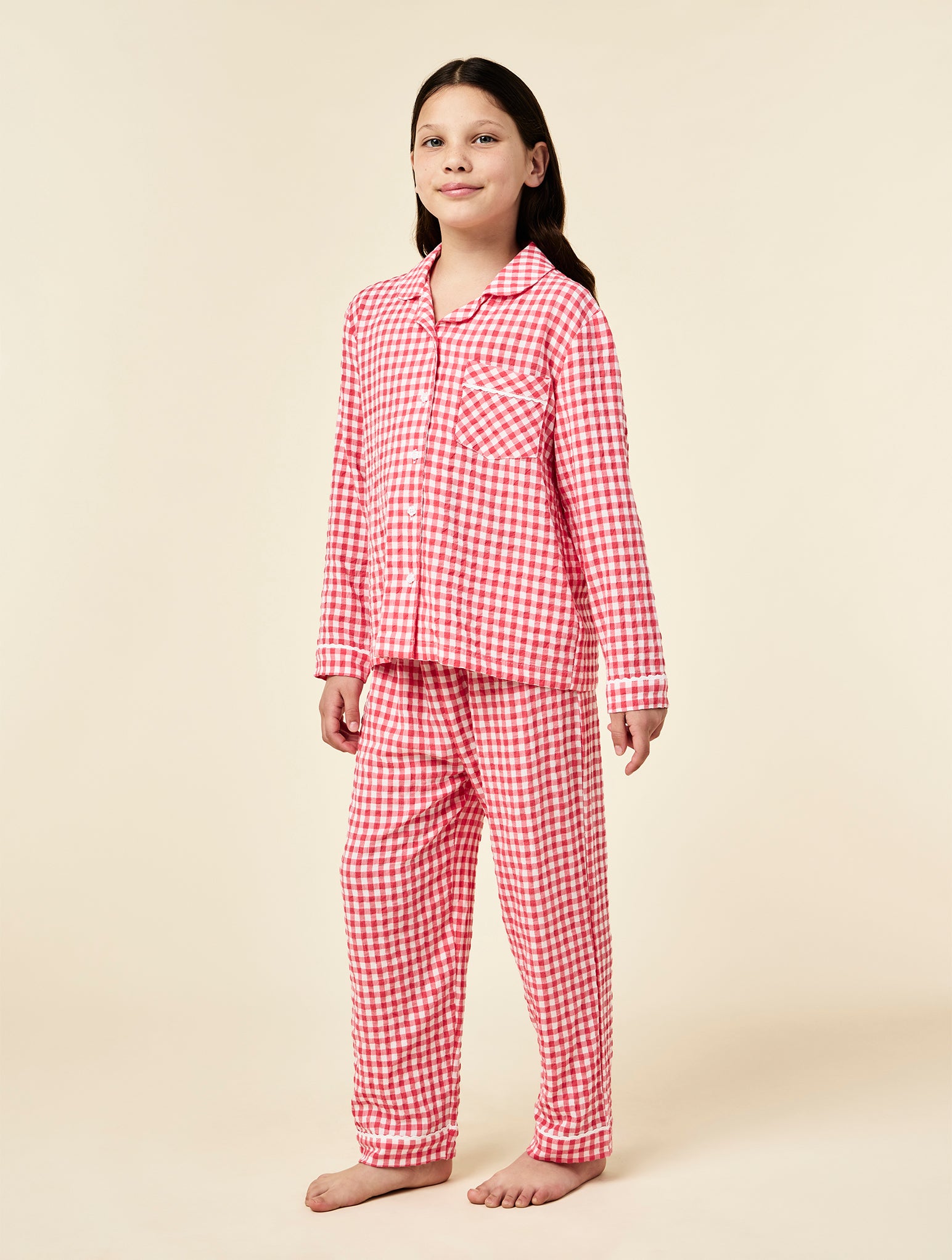 Kids Seersucker Full Length PJ Set