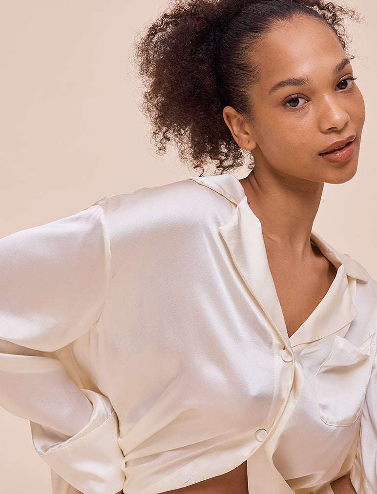 Audrey Mulberry Silk Boyfriend Shirt