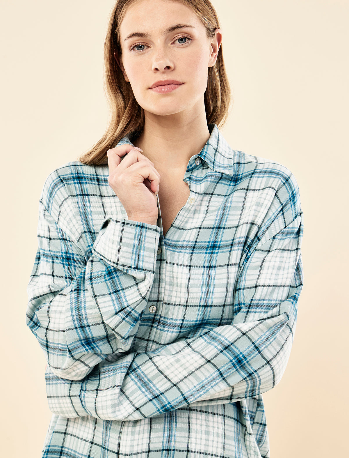 Comfy Plaid Long Sleeve Boxer PJ Set