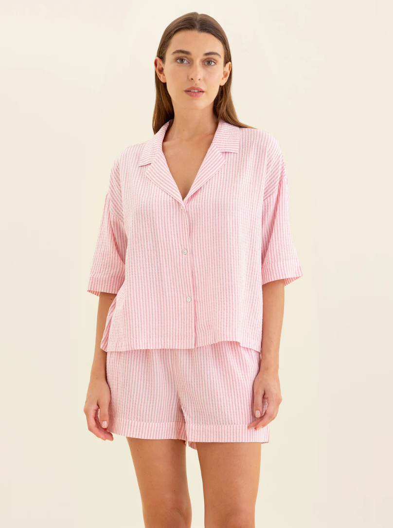 Sabine Seersucker Stripe Boxer PJ Set