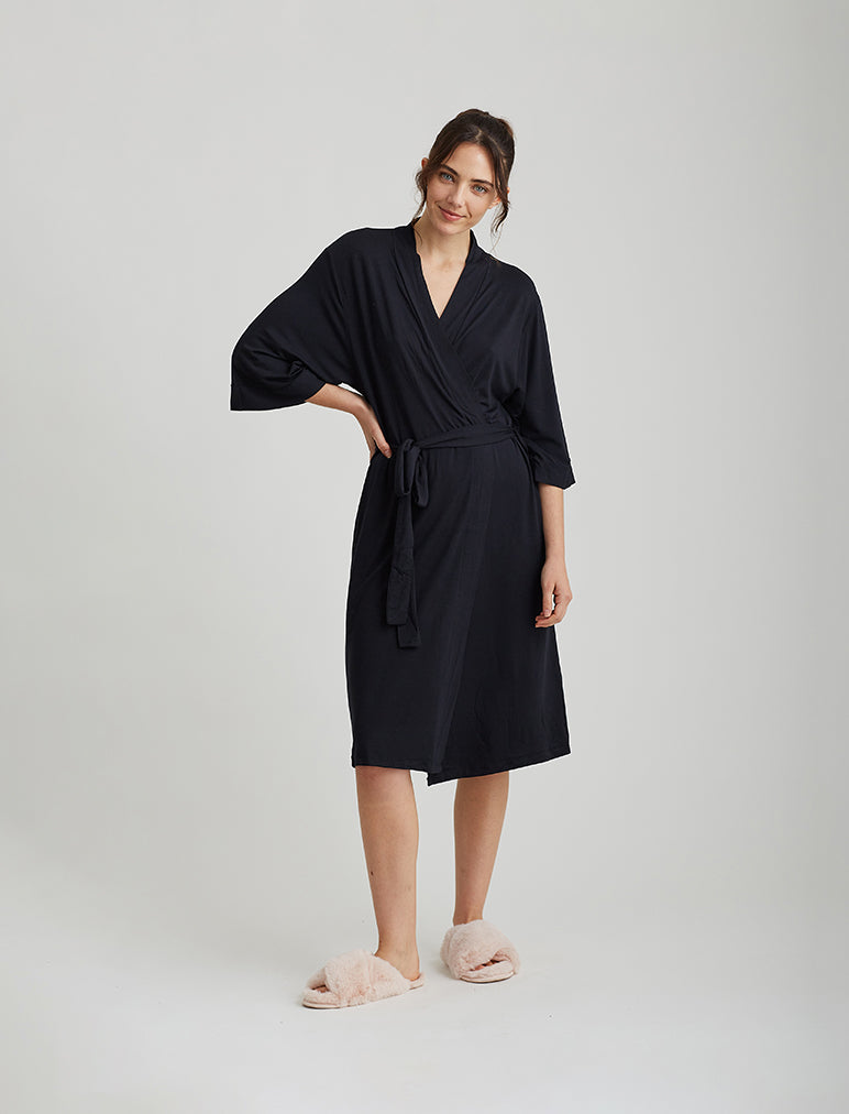 Papinelle  Modal Robe in Black – Papinelle Sleepwear US