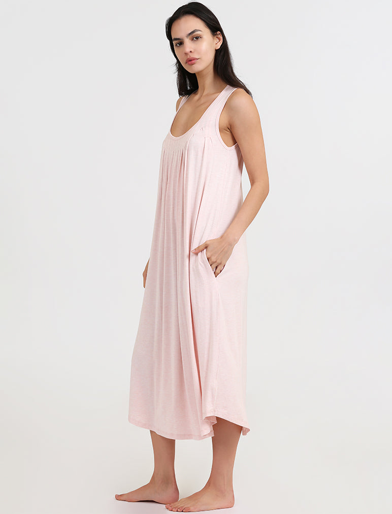 Modal Soft Pleat Front Maxi Nightgown