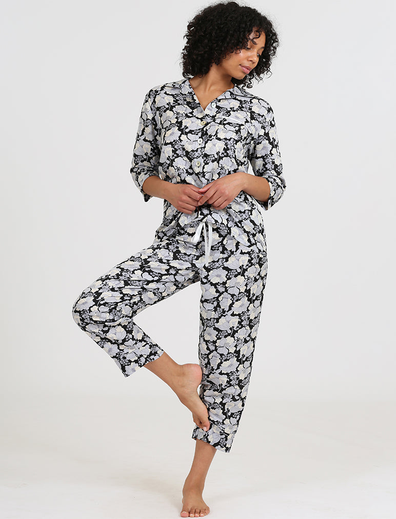 Cara Silk Cotton Crop PJ – Papinelle Sleepwear US