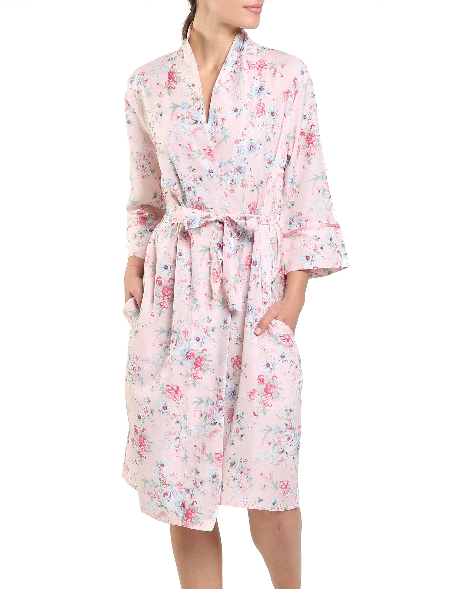 Celeste Cotton Silk Mid Length Robe