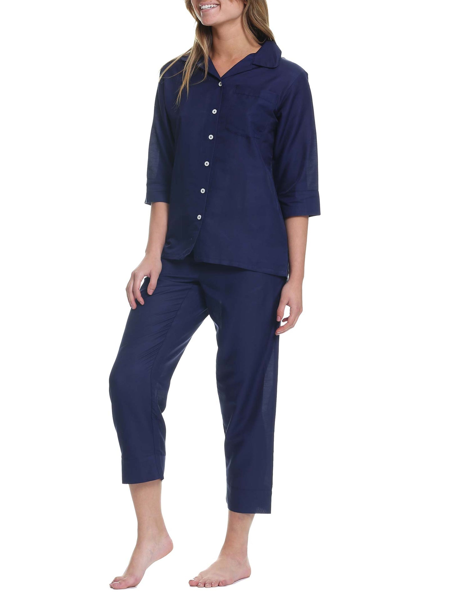 Classic Crop Pajama in Navy