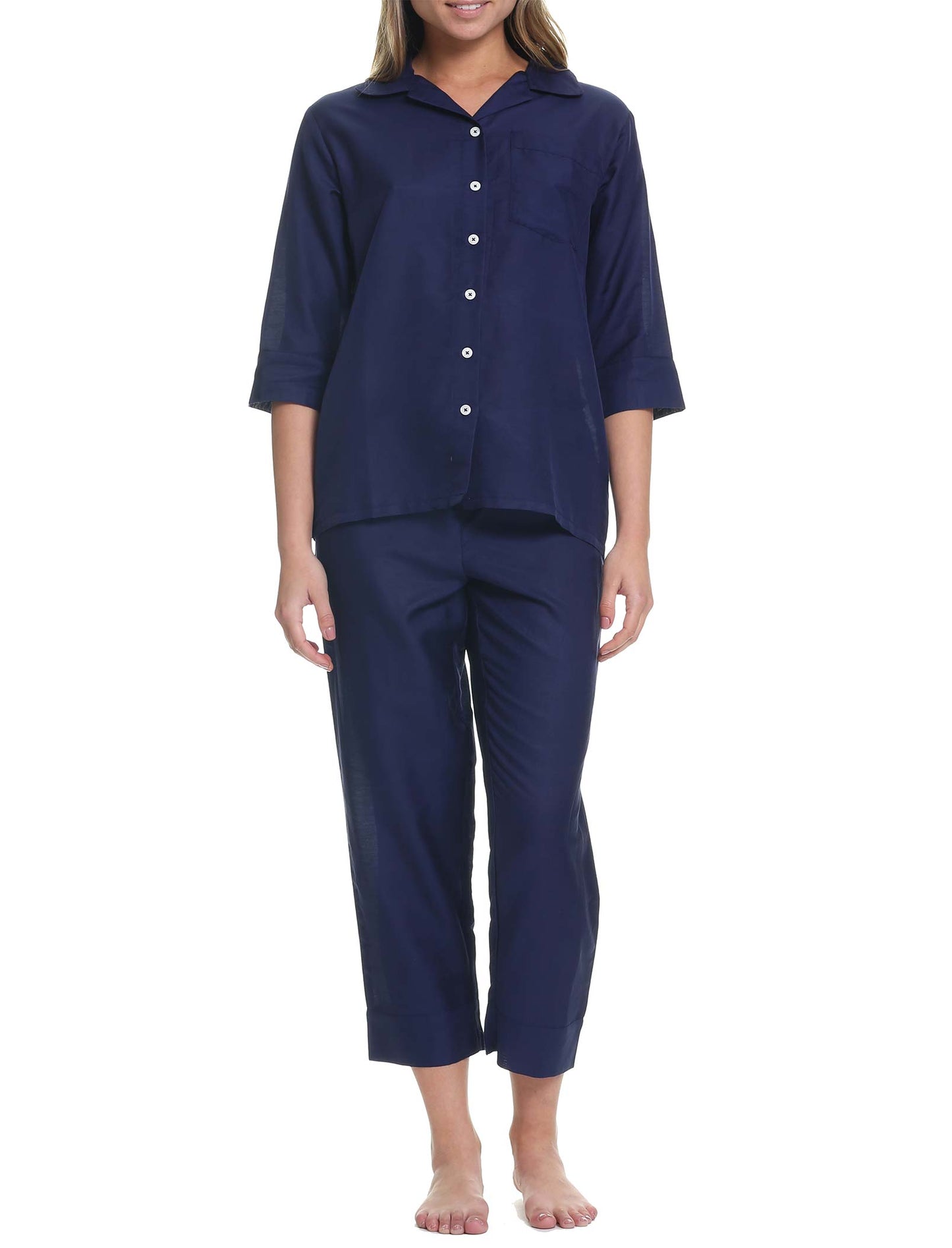 Classic Crop Pajama in Navy