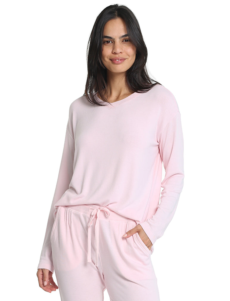 Feather Soft V-Neck Long Sleeve Top