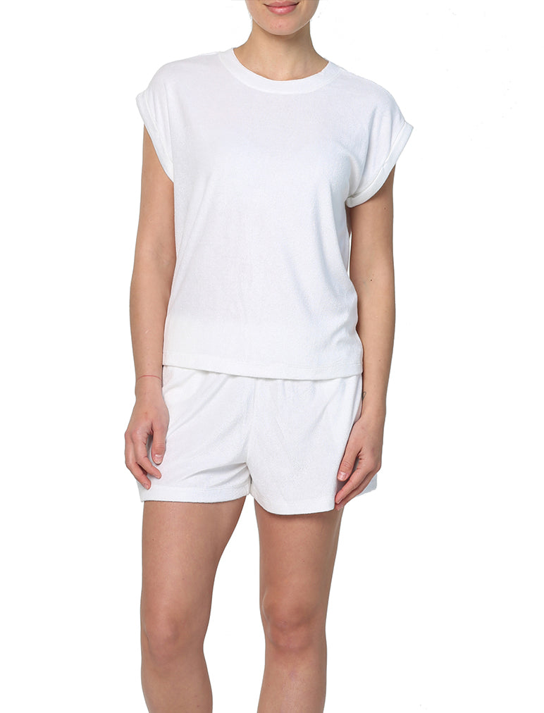 French Terry Boxer PJ in White
