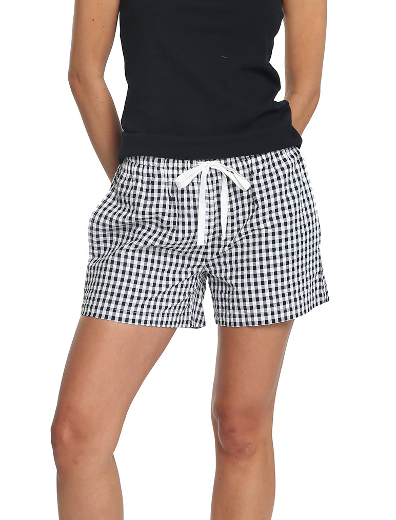 Seersucker Gingham Boxer in Black