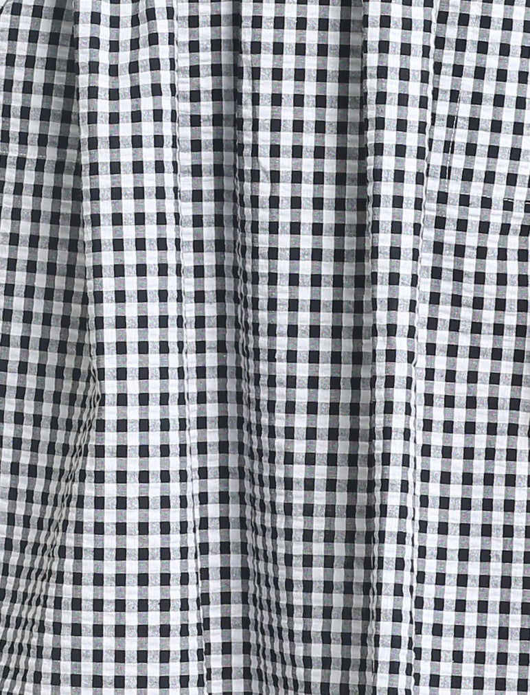 Seersucker Gingham Loose Fit Dress in Black