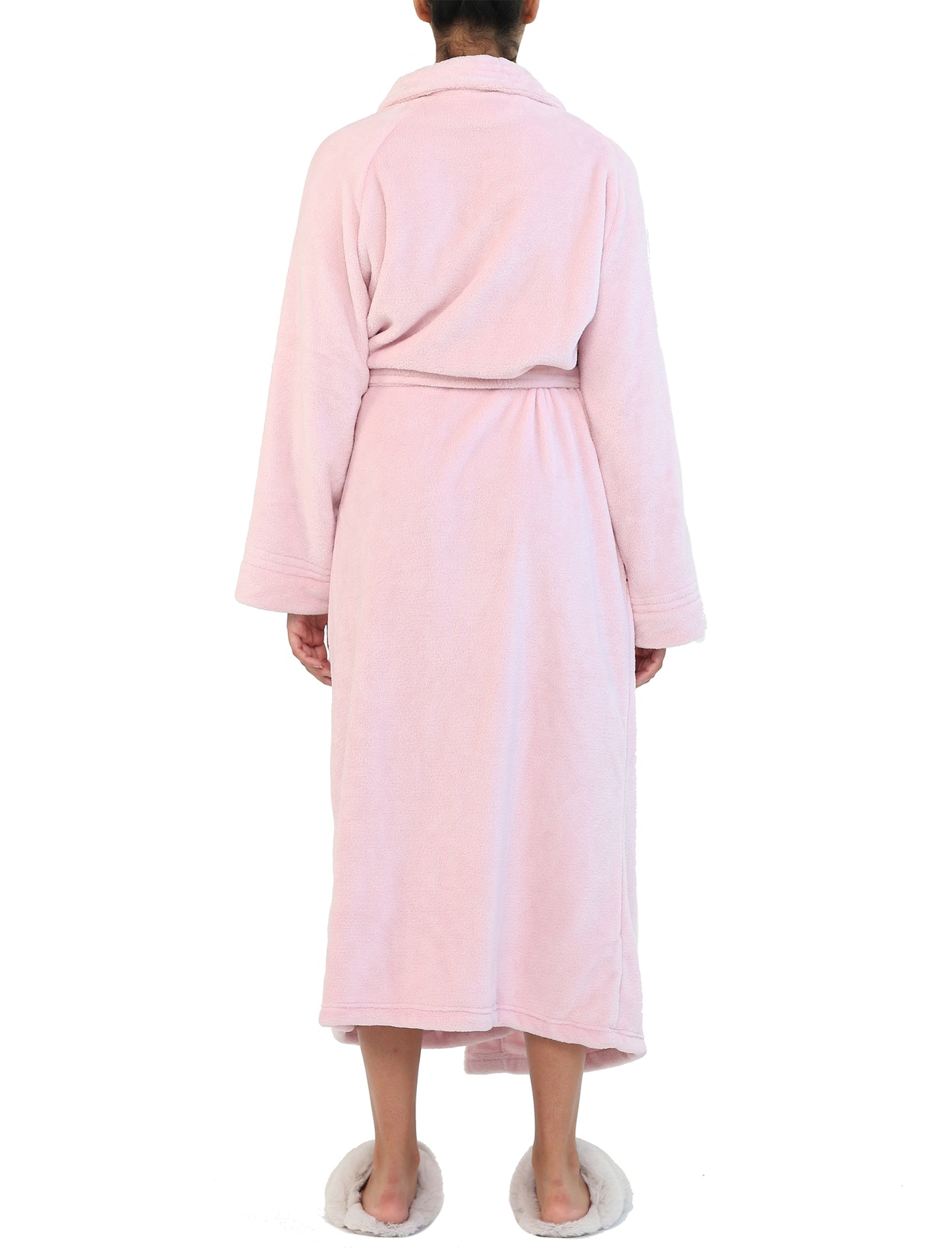 Long Plush Robe in Misty Pink