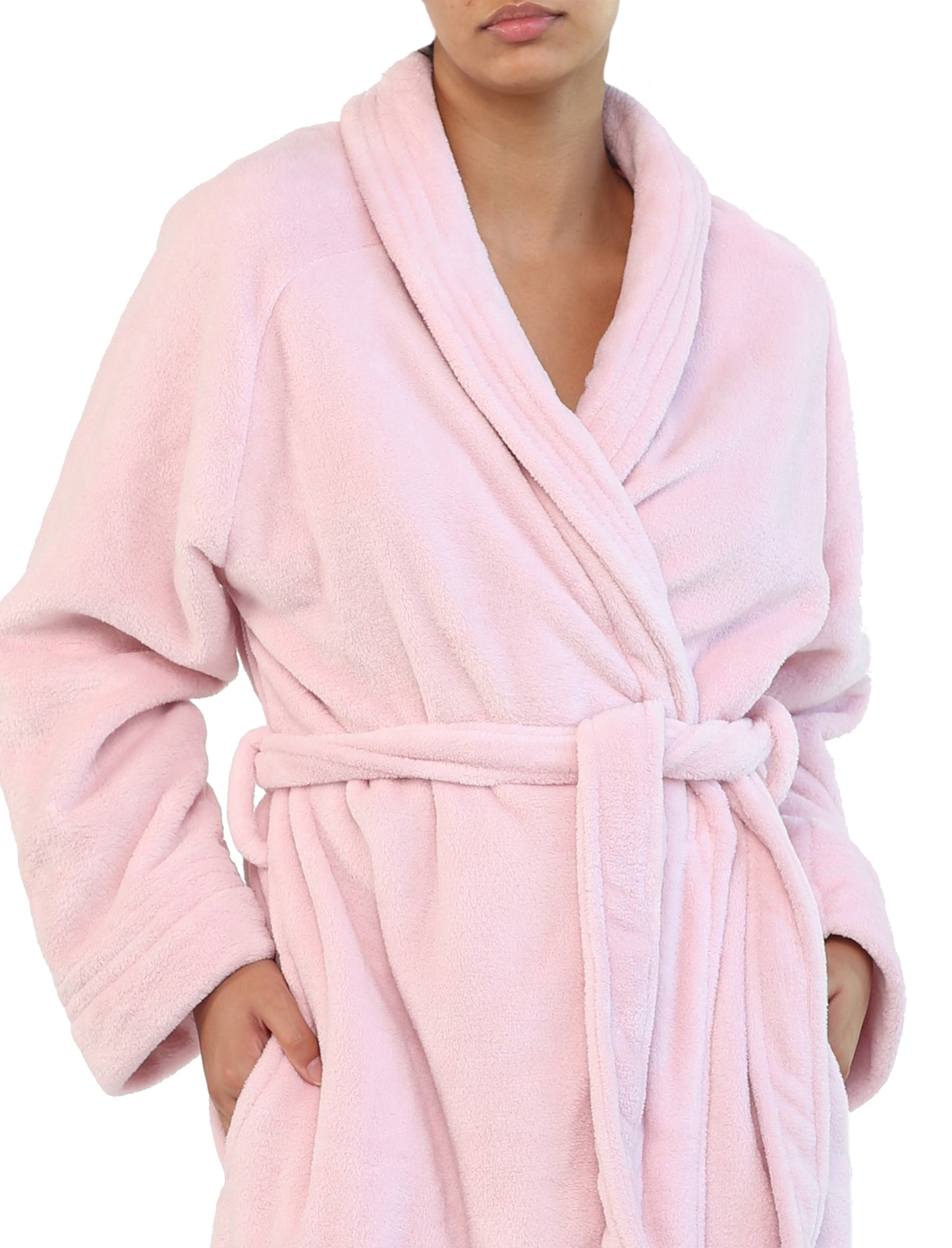 Long Plush Robe in Misty Pink