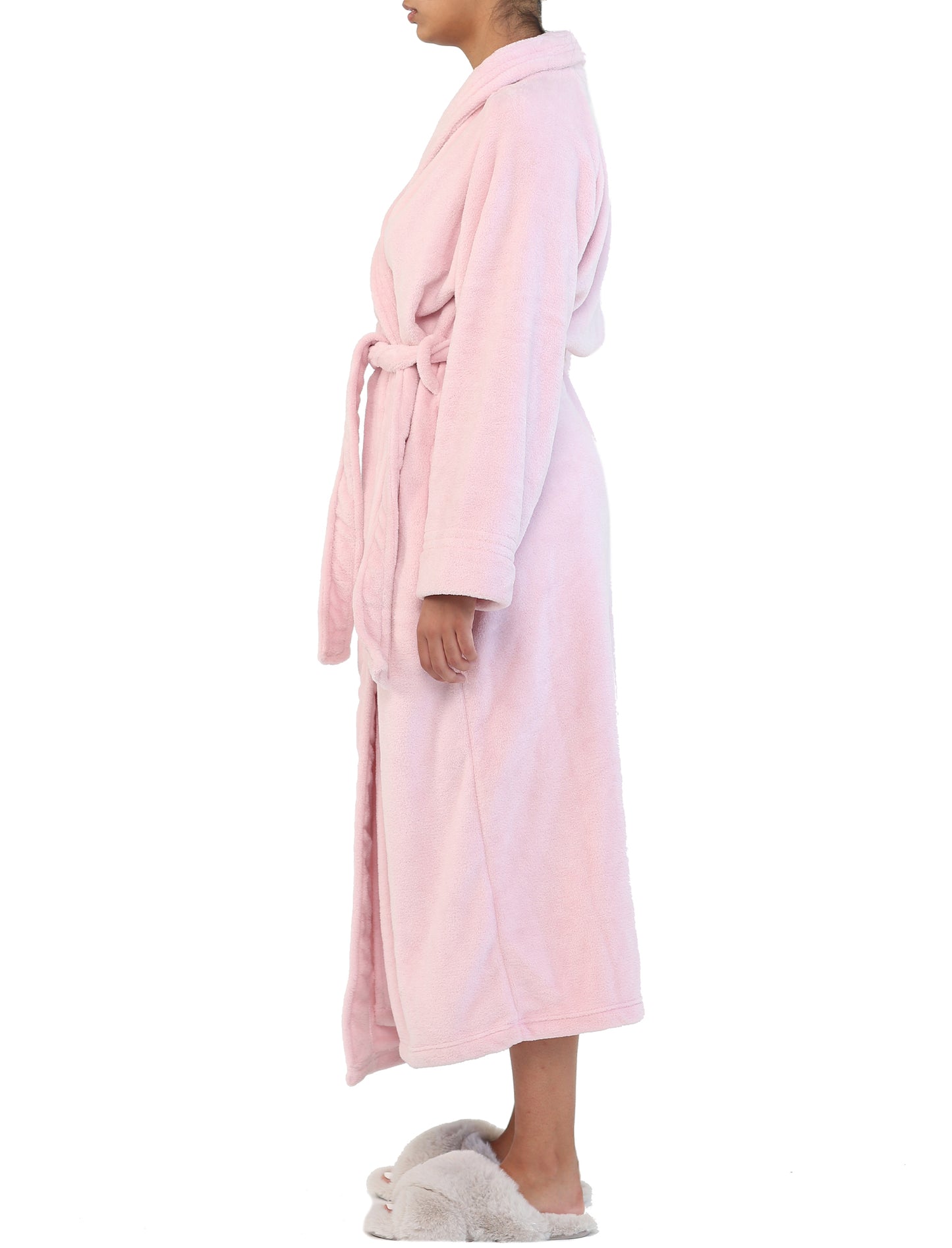 Long Plush Robe in Misty Pink