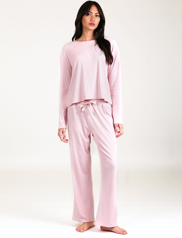 Luxe Rib Modal Boxy Tee and Wide Leg Pant
