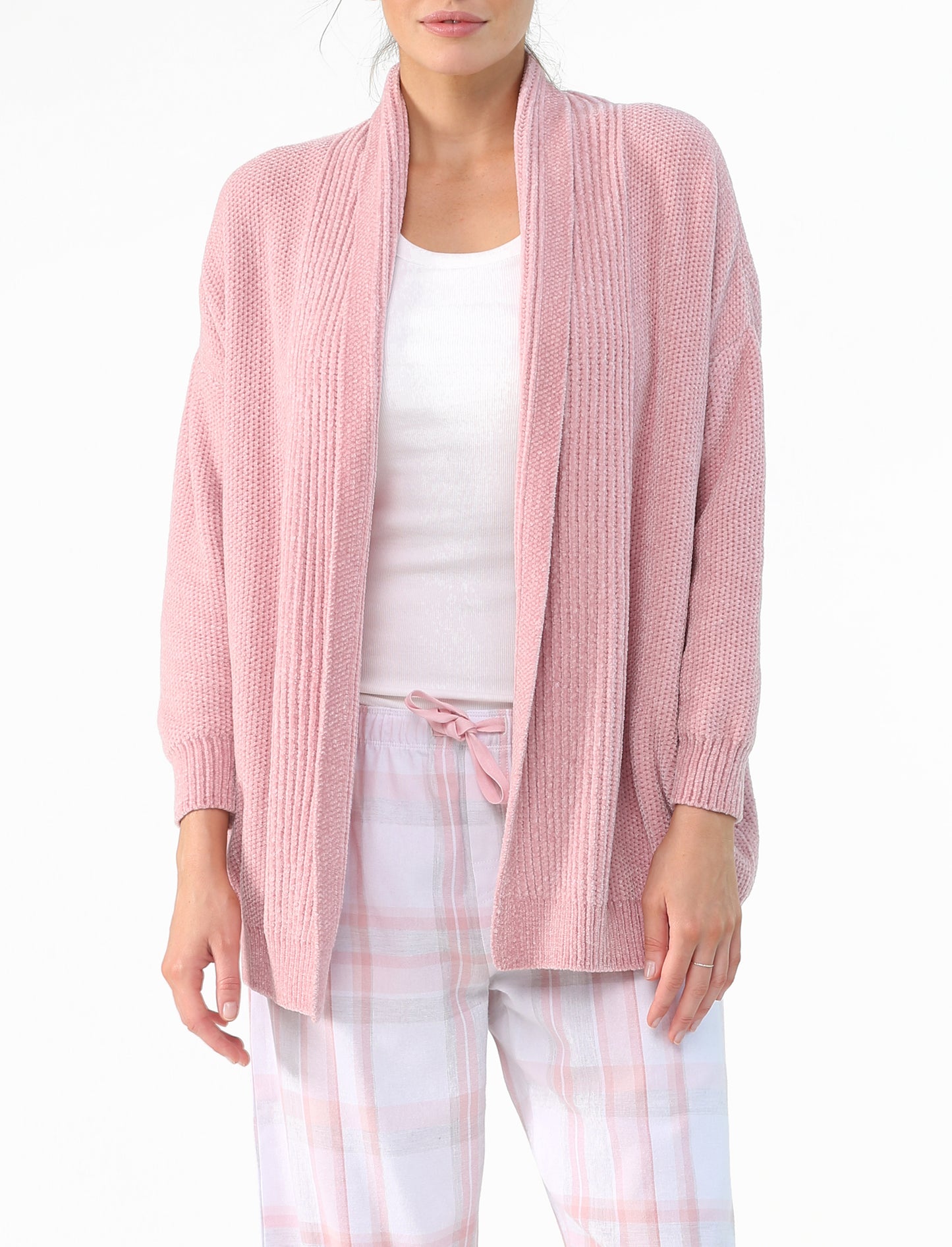 Chenille Cardi in Dusty Pink