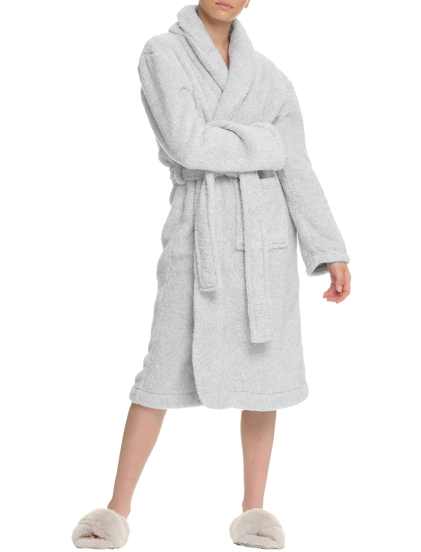 Midi Cozy Plush Robe in Grey