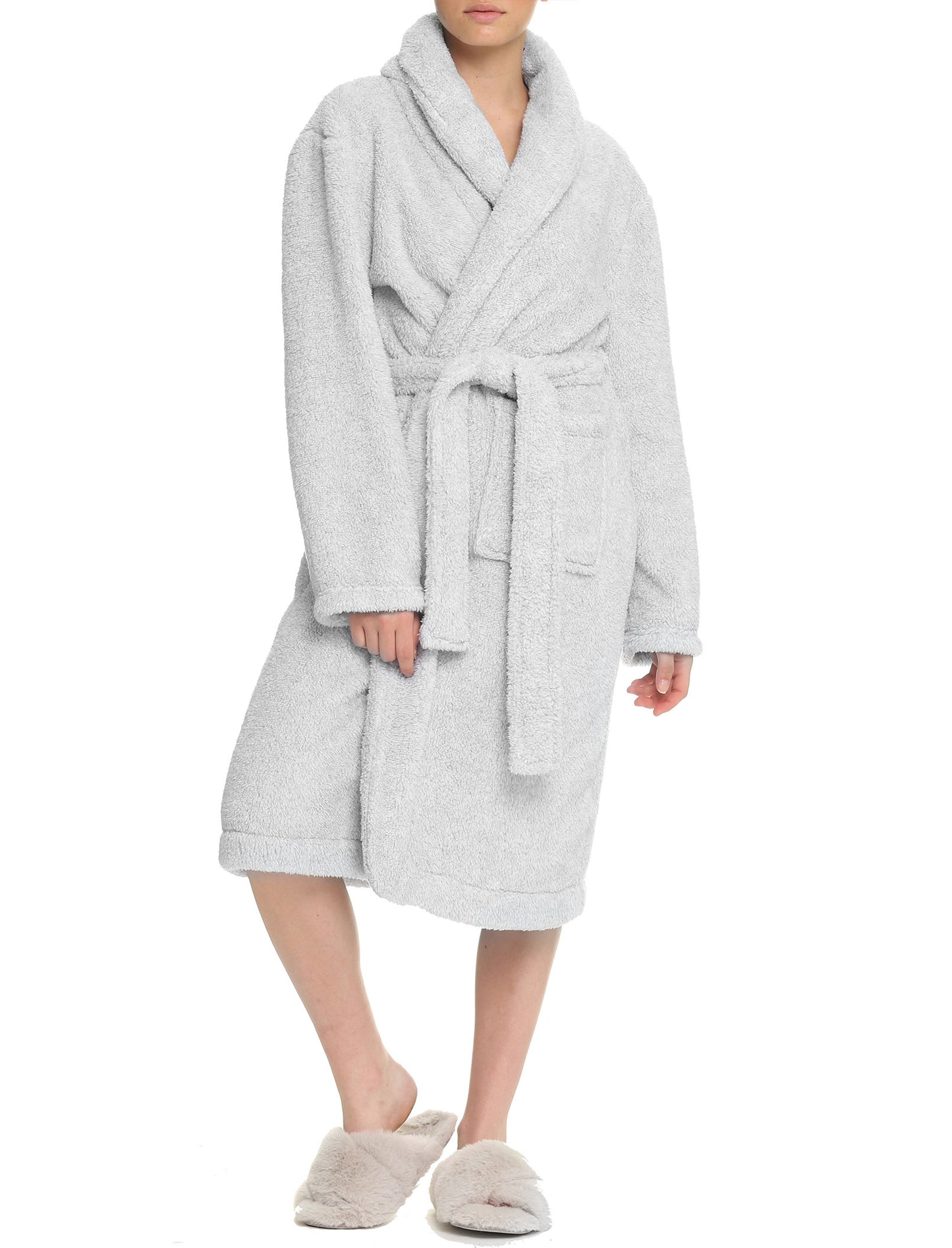 Midi Cozy Plush Robe in Grey