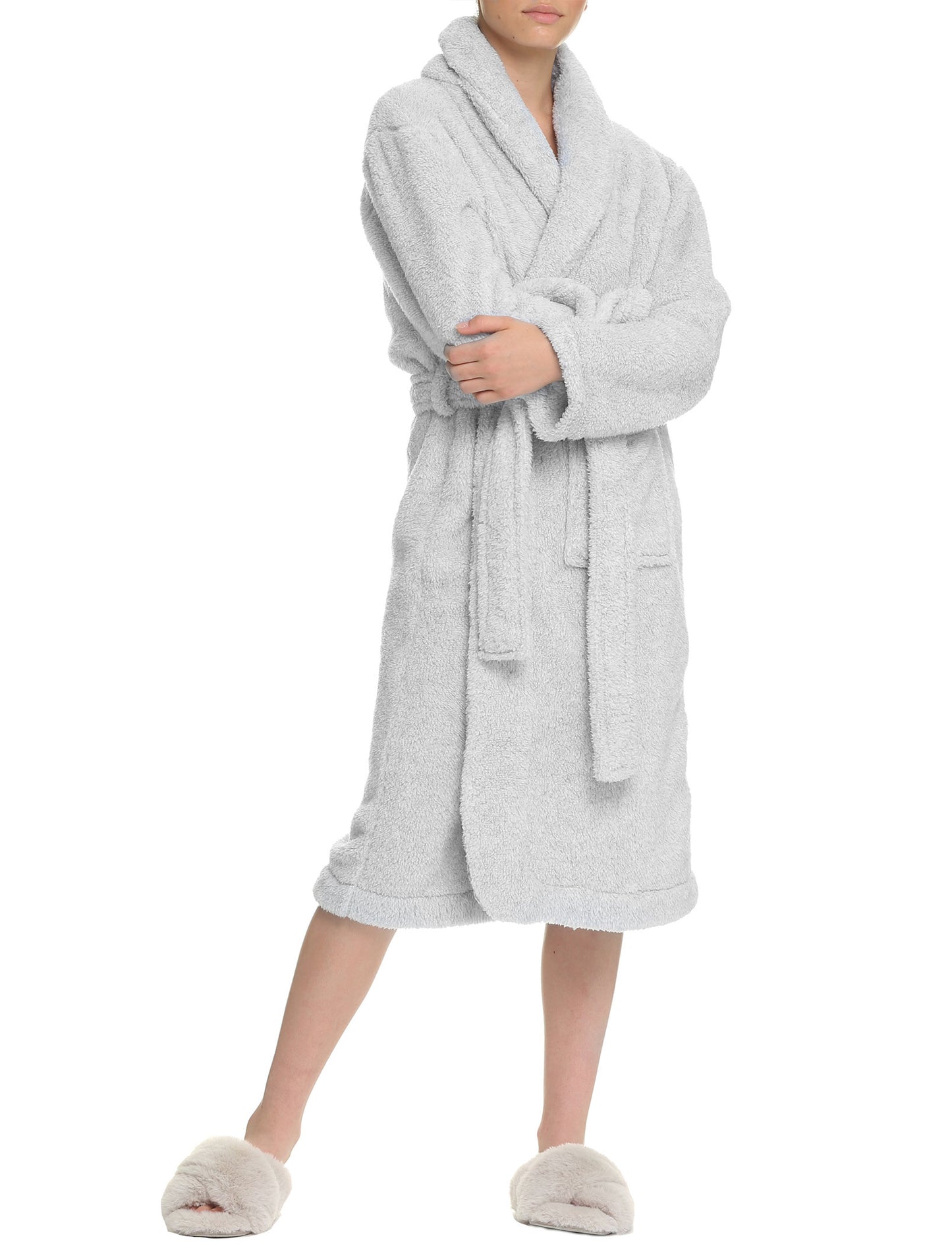 Midi Cozy Plush Robe in Grey