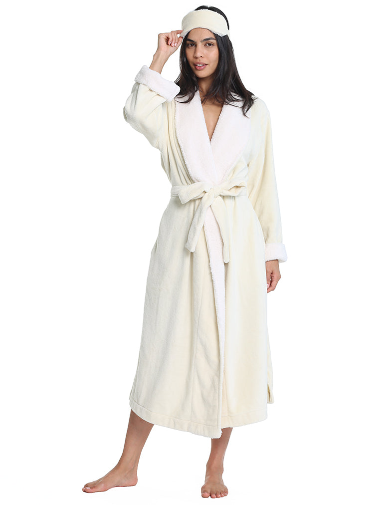 Sherpa Soft Robe with Eye Mask