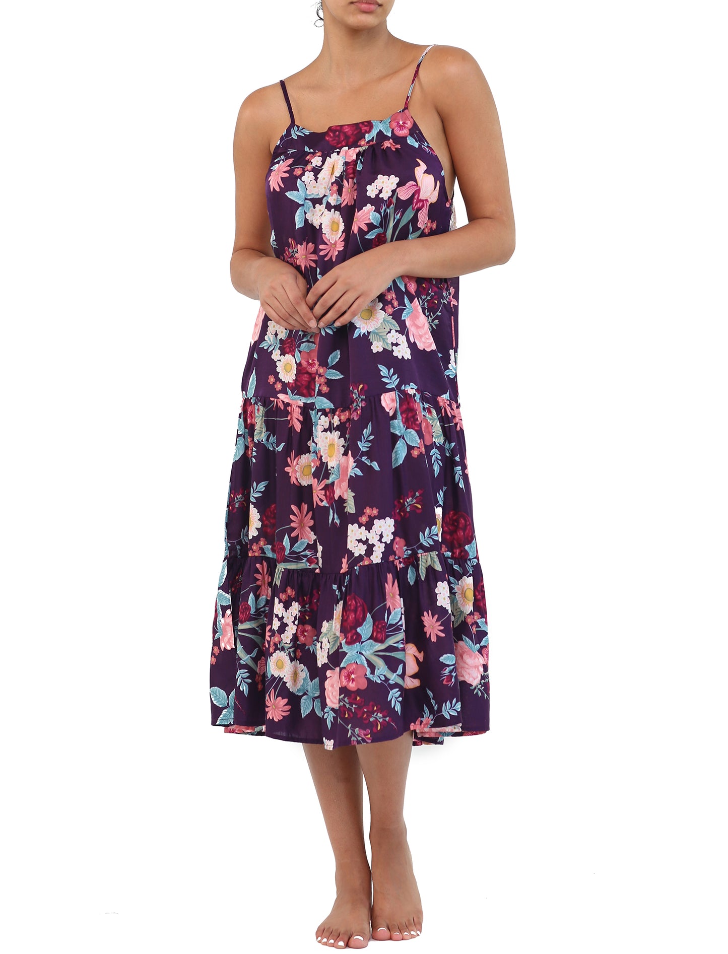 Violaine Prune Tiered Nightgown