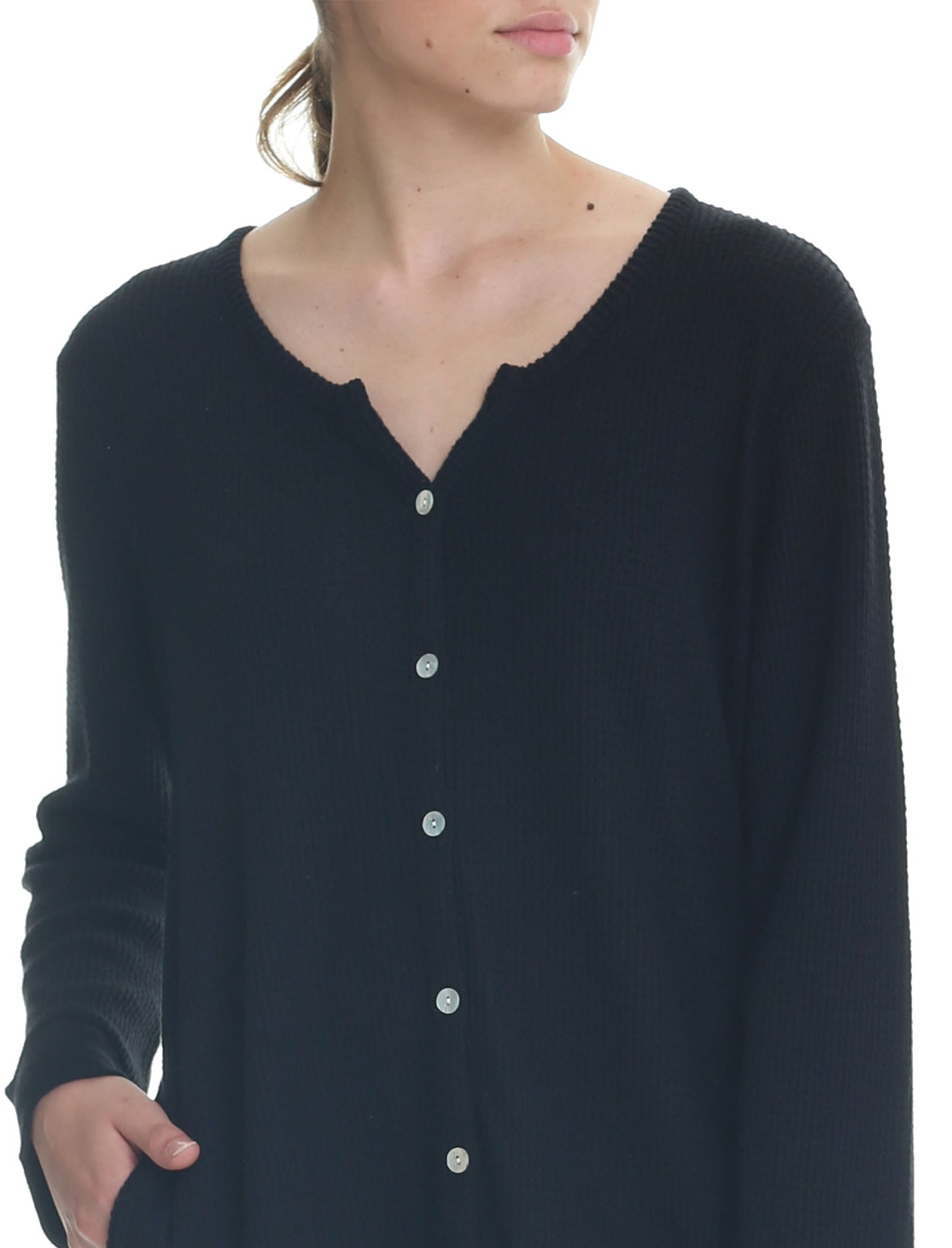 Super Soft Waffle Nightgown in Black