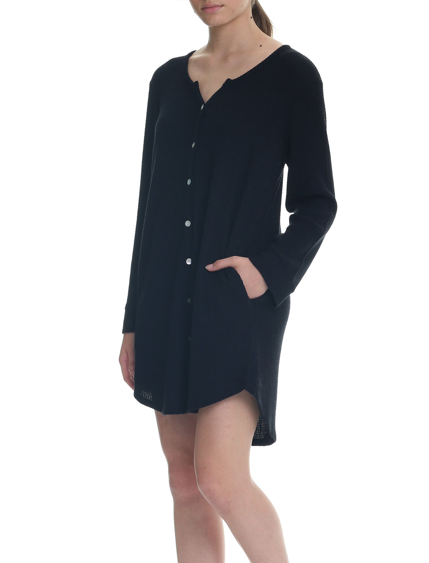 Super Soft Waffle Nightgown in Black