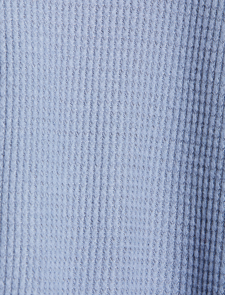 Super Soft Waffle V-Neck Top in Indigo