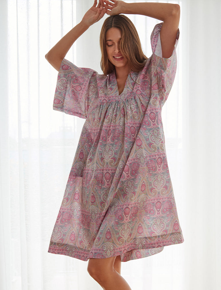 Papinelle Sleepwear Karolina Peach Floral Cotton Nightshirt Gown 23042 –  The Bra Genie