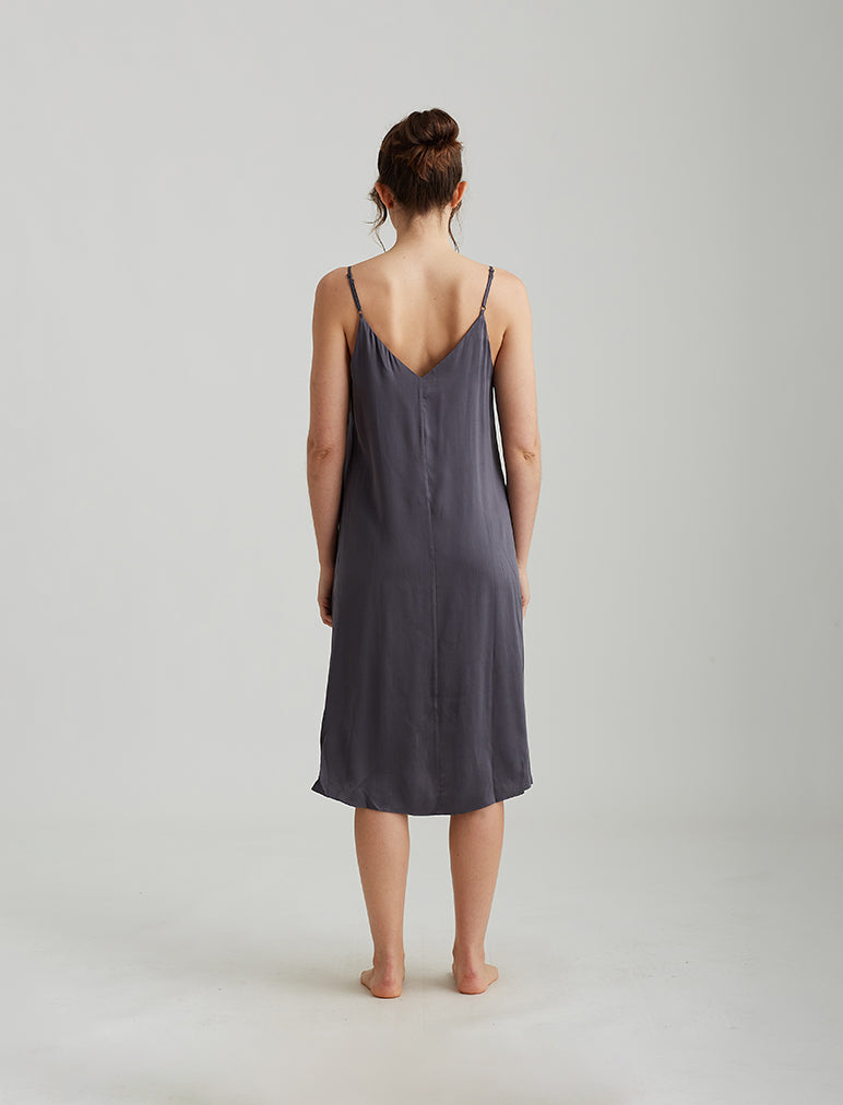 Papinelle | Washable Silk Slip Nightgown in Slate