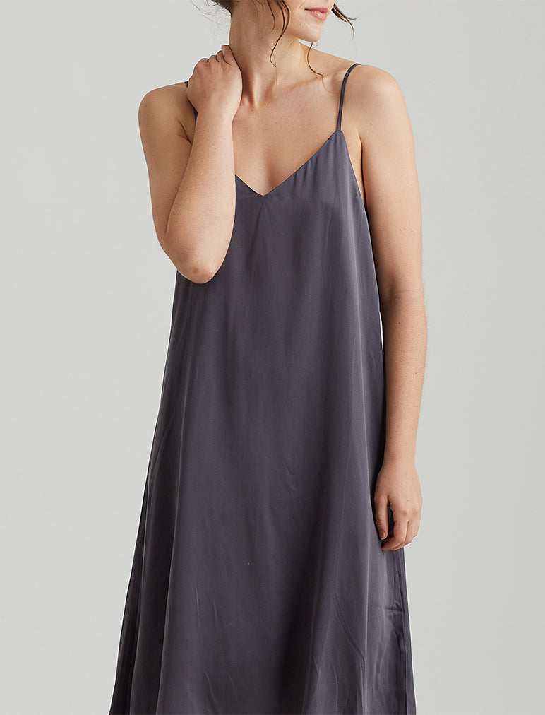 Papinelle | Washable Silk Slip Nightgown in Slate