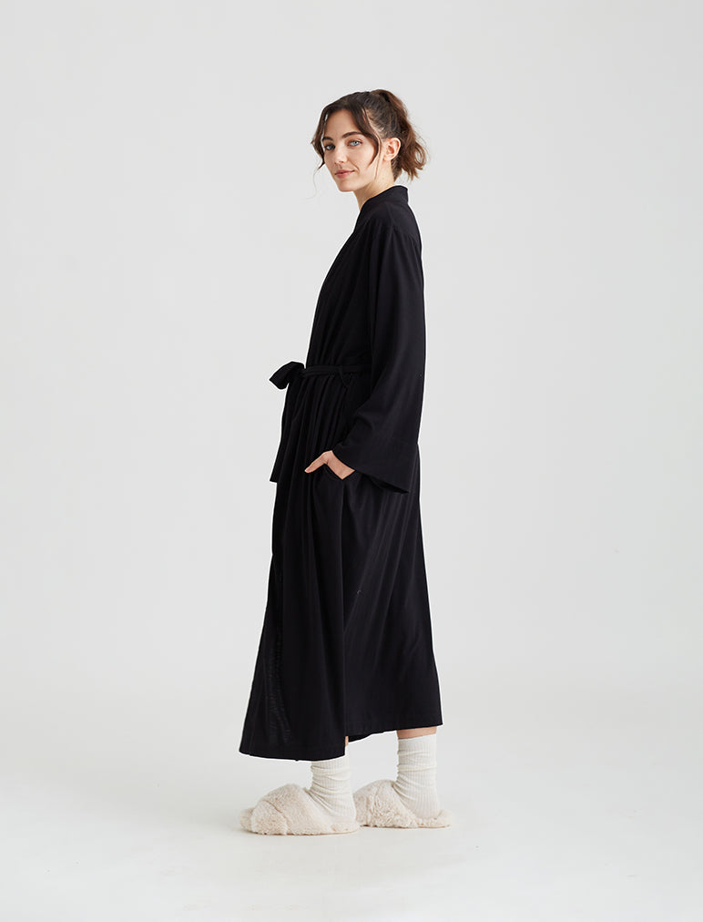 Snazzy Lighed Fitness Papinelle | Basic Maxi Knit Robe in Black – Papinelle Sleepwear US