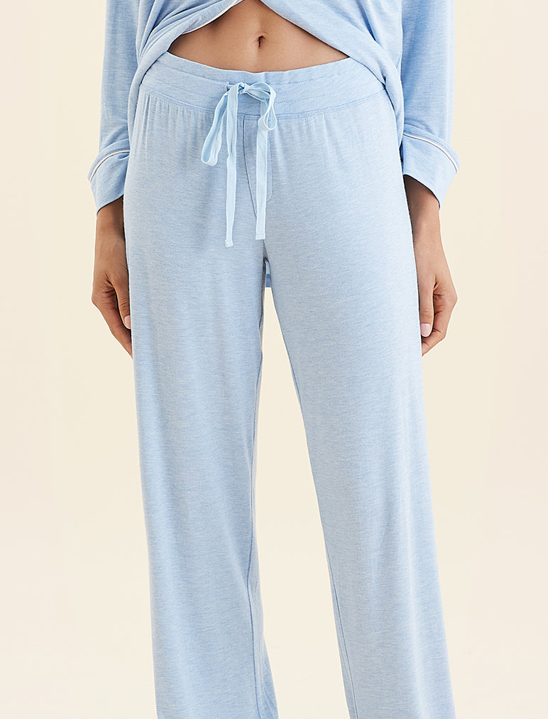 Phenas Womens Modal Pajamas Set Lace V Neck Long Sleeve Sleepwear Button  Down Nightwear with Long Pants