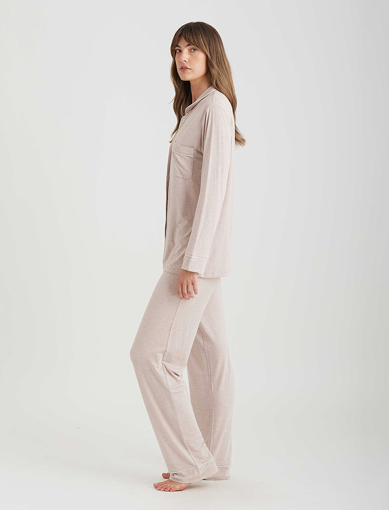 ERFMFKL Woman's Calf-Length Round Neck Pajamas Sets Printing Modal