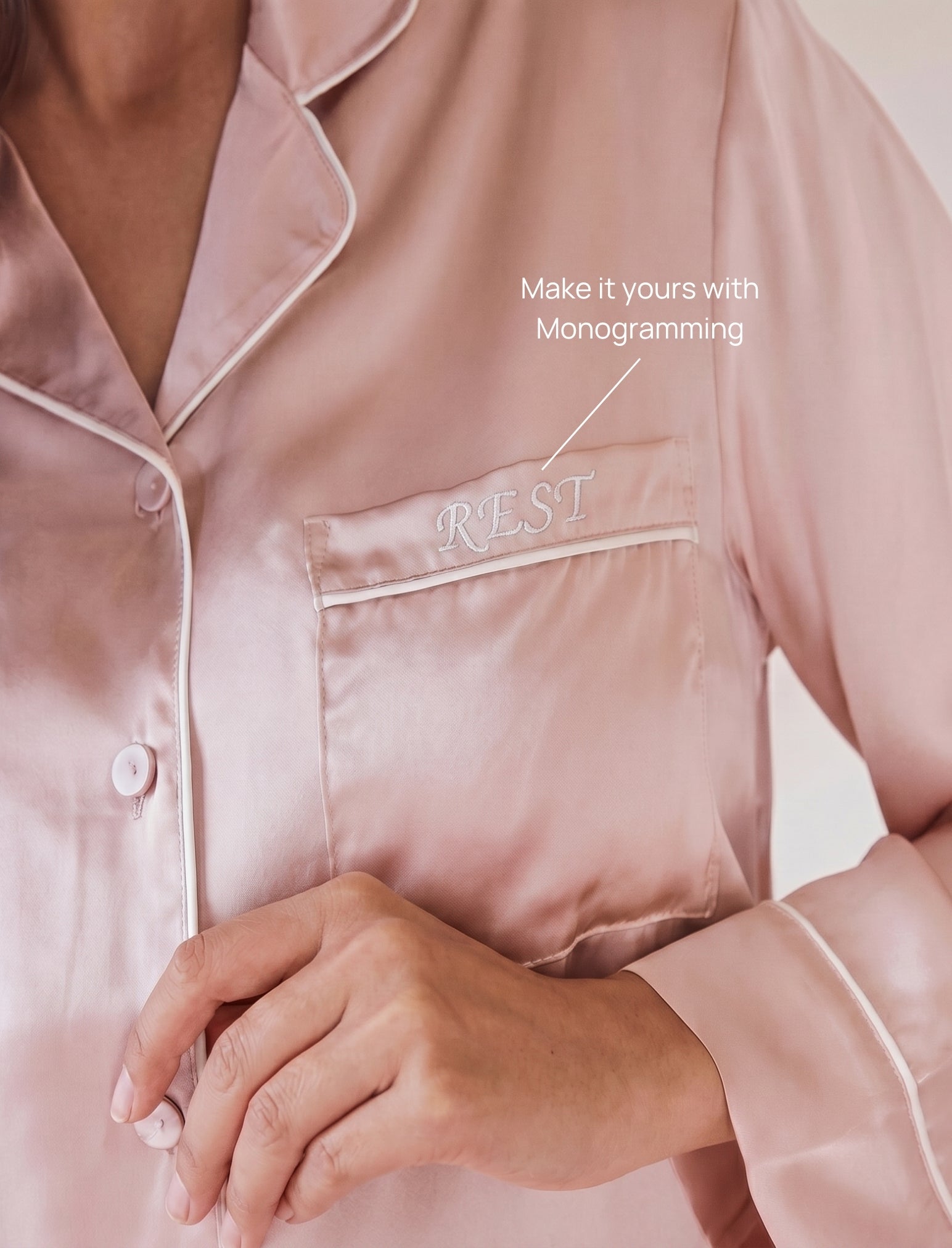 Sylvie Silk Piped Full Length PJ Set