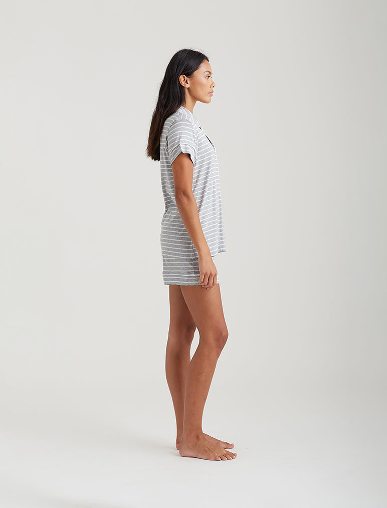 Papinelle  Modal Soft Kate Boxer Pajama Set in Grey Stripe – Papinelle  Sleepwear US