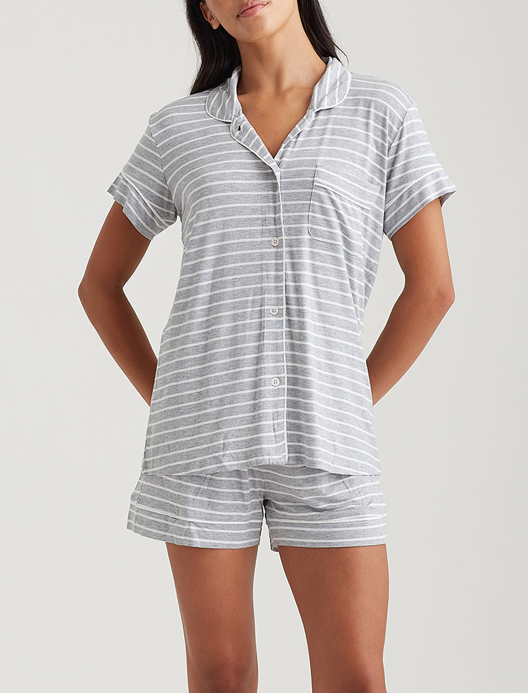 Papinelle  Modal Soft Kate Boxer Pajama Set in Grey Stripe – Papinelle  Sleepwear US