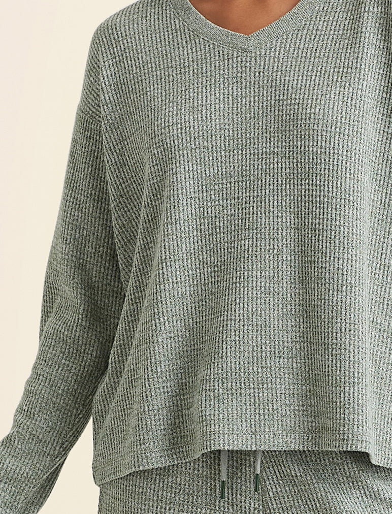 Super Soft Waffle V-Neck Long Sleeve Top