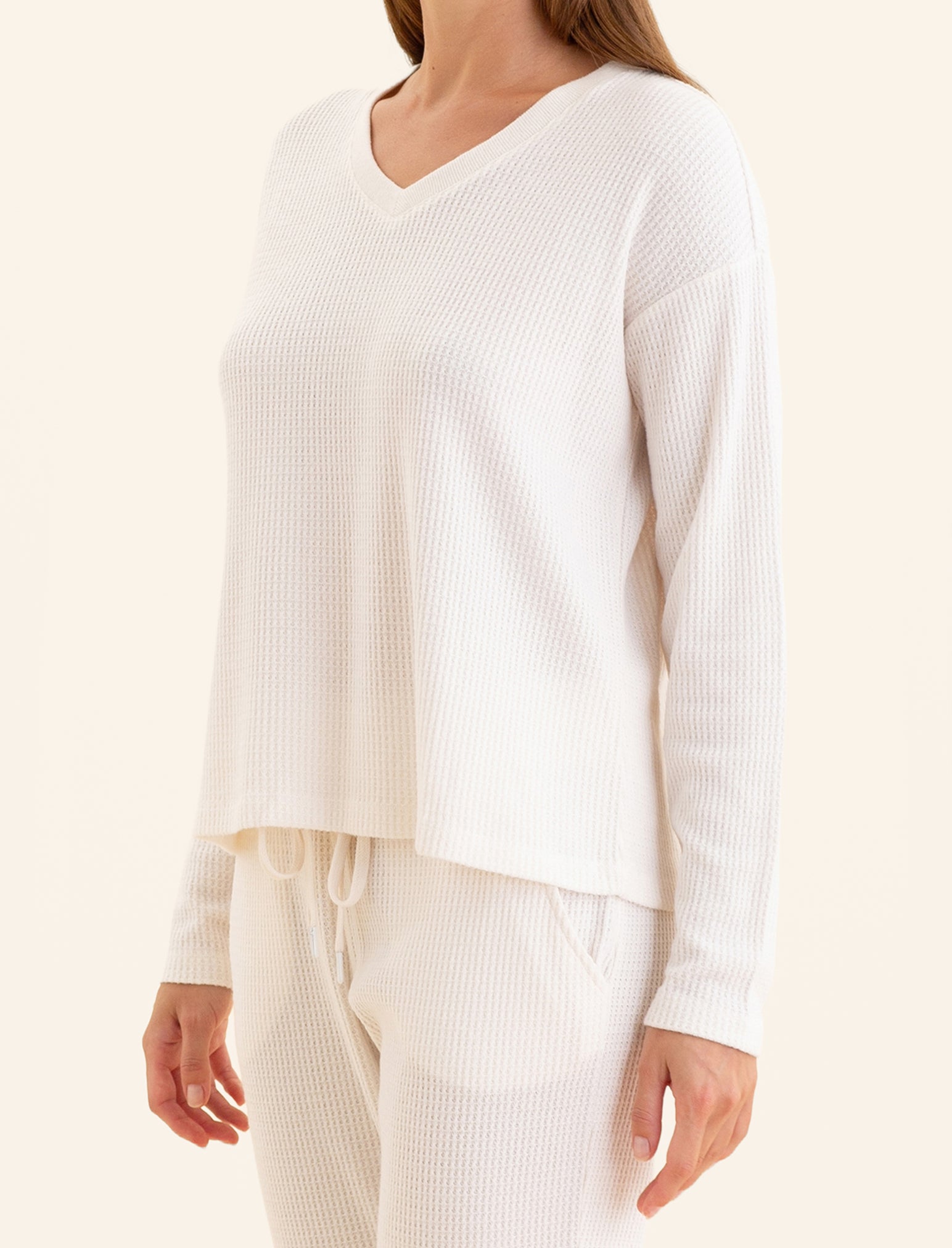 Super Soft Waffle V-Neck Long Sleeve Top & Jogger Set